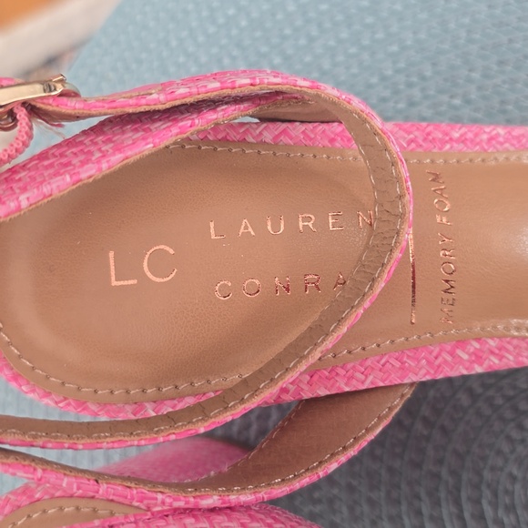 LC LAUREN CONRAD WOMEN'S PINK AND WHITE STRAPPY HEELS SIZE 8 - Picture 5 of 13